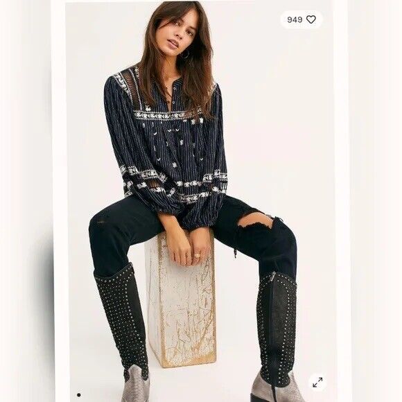 Free People Tops - New Free People All Roads Lead to You Embroidered Top Blouse Size XS
